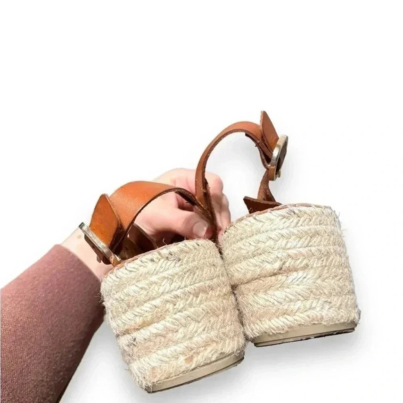 Shoe The Bear Orchid Tan Leather Wedge Espadrille Heeled Sandals Size 8.5 - Picture 8 of 14